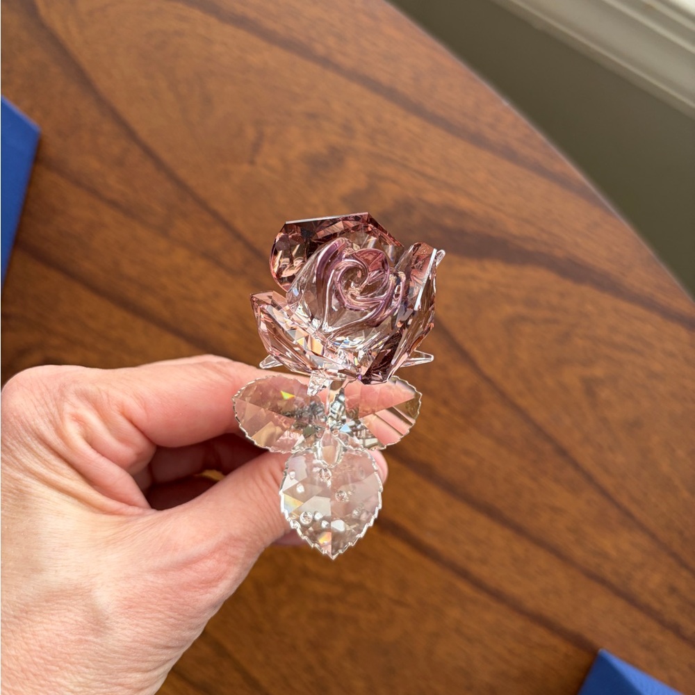 SWAROVSKI Crystal Rose Ornament - Pale Pink and Clear - Picture 2 of 8